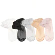New Summer Short Socks Women Mesh Lace Transparent Lolita Style Invisible Thin Non-Slip Short Ankle Black Low Cut Boat Socks - Multicolor - View 10