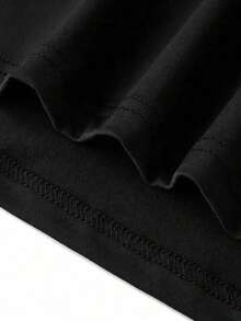 Solid Color Short Sleeve Casual Regular T-Shirt For Daily Wear - Black - View 6