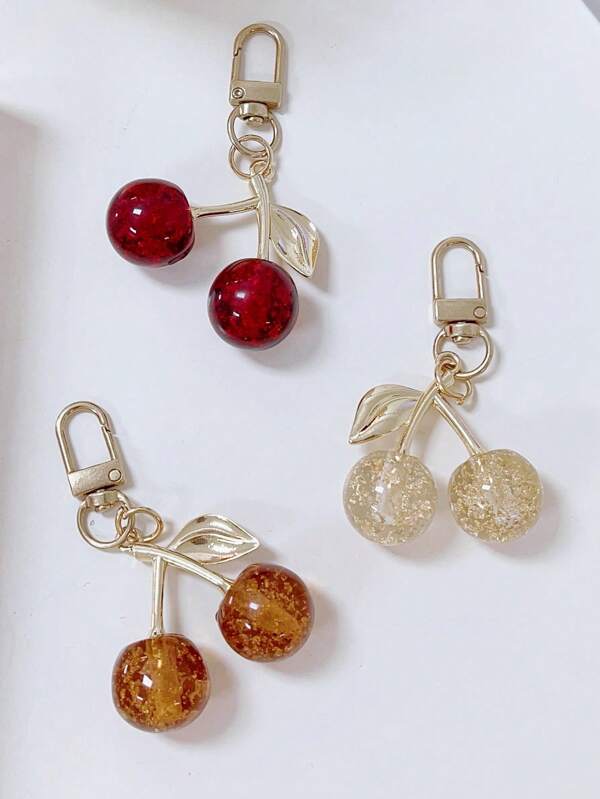 Keychain Cherry Bag Charms Purse: Key Chains Women Cute - Car Keyrings Leather Handbags - Valentine's Day Gifts
