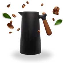 Nordic Minimalist Thermal Coffee Tea Bottle With Wooden Handle 1 Liter