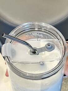 1pc 1000ml Transparent Glass Tumbler With Lid And Straw, High Borosilicate Glass, Universal High-Grade Anti-Leak Water Bottle With Handle, Large Capacity Straw Cup, Anti-Leak Mug For Office & Home Use