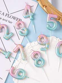 Ombre Splash Mermaid Digits 0-9 Birthday Anniversary Party Cake Topper Candle - Multicolor - View 5