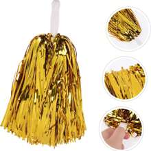 1 Pair Metal Foil Handle Cheerleading Pom Poms, Fluffy Shiny Cheerleading Pompoms With Handle For Sports Dance Party - Multicolor - View 1