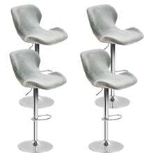 吧台高度酒吧椅套 天鹅绒旋转吧凳椅套 可拉伸旋转吧凳椅套 带靠背 适用于酒吧家用厨房咖啡厅粉色，1/4/6 件套，豪华天鹅绒厨房椅套 4/6 件套，弧形吧凳套 椅套，弧形餐椅套 带弧形靠背的旋转吧台高度椅套 - 彩色 - 查看 32