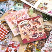 30Sheets Japanese Style Cute Food Stickers, Vintage Aesthetic Stationery Stickers For Planner, Scrapbook