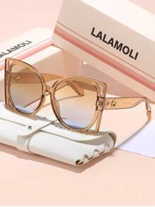 LALAMOLI 圆形全框时尚眼镜，奢华别致的高端质感，优雅女士夏季海滩派对渐变色度假礼物 - 彩色 - 查看 9