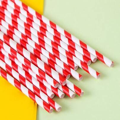 100/20 قطعة من القش الملون السميك والقابل للتخلص منه، أنابيب ورقية مستقيمة للزينة والاستخدام في مناسبات عيد الميلاد وعيد الشكر وعيد الهالوين