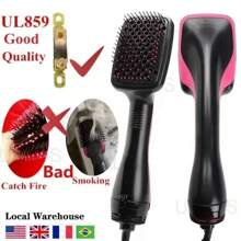 Hair Dryer And Blow Dryer Brush In 1,Negative Ion Hair Dryer Brush, 1Step Lonic Hair Straightener Brush Hair Dryer Hot Air Brush, Hair Styling Tool Straightening Drying Smooth Hair For All Hair Types - Black and Red - View 4