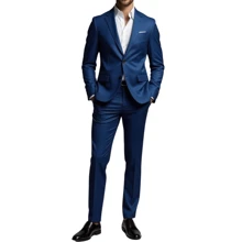 Men's Slim Fit Formal Suit – Sophisticated Design & Slim Fit - Màu xanh hải quân - Xem 6