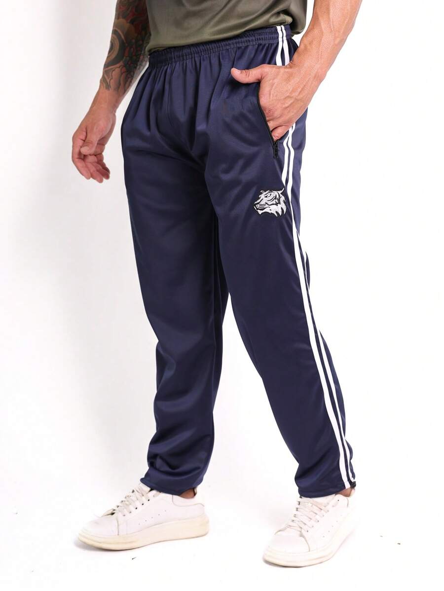 KIT 2 Men's Polyester Chimpa Flannel Sweatpants Black Adjustment At The Cuff Zipper And Pocket For Gym Walking Night Casual Party Game Training Work Countryside Farm - 藏蓝色 - 查看 1