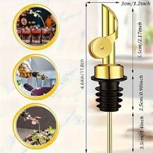 2/4/6/12pcs Golden Stainless Steel Wine Pourer, Self-Sealing Oxidation Resistant Bottle Dispenser, Olive Oil Sprayer Nozzle