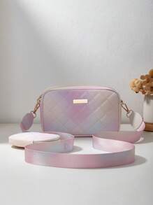 1个女孩迷你波浪纹压花字母收纳包，手机钱包零钱包