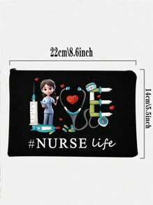 1 Nurse's Daily Printed Medicine Bag, Travel Pill Storage Bag, First Aid Kit, Reusable Medicine Bag For Travel And Cosmetics, Perfect Health Gift, Makeup Bag, Cosmetics Bag Travel Essentials Travel Accessories Travel Must Haves Holiday Essentials Holiday Travel Bag