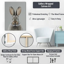 1pc Framed Canvas Poster, Bunny Animal Wildlife Wall Art Canvas Paintings, Ideal Gift For Bedroom Living Room Corridor, Wall Art, Room Decoration