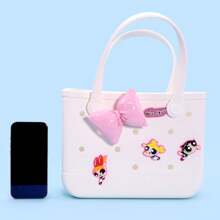 Miniso Túi Tote Lỗ Dễ Thương Powerpuff Girls Series, Có Móc Khóa Nhân Vật Hoạt Hình Có Thể Thay Đổi, Lý Tưởng Cho Các Chuyến Đi Hàng Ngày Và Mua Sắm (1 CÁI) - trắng - Xem 8