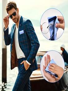 12 件男士手帕 - 柔软优雅的几何格子图案，百搭颜色适合婚礼、舞会、派对、父亲节、圣帕特里克节礼物、所有季节 - 彩色 - 查看 6