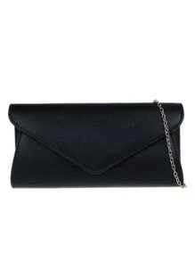 Girly Handbags Womens Plain Envelope Clutch Bag - Black - View 2