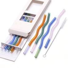 Wit & Delight 4ct Everyday Gifting Reusable Glass Straws With Cleaning Brush - 1 - View 3