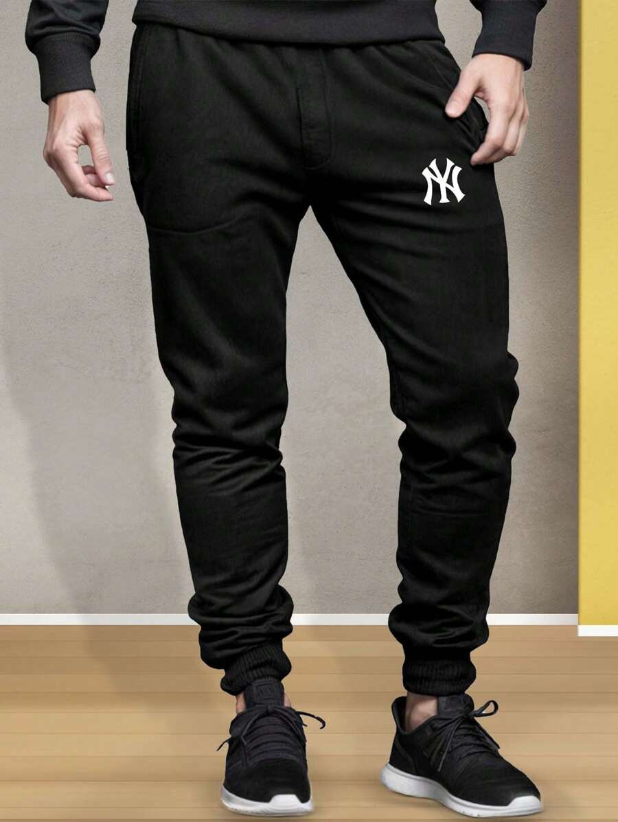 Men's And Women's Comfortable Cotton Sweatpants Gym Style Sportswear Physical Activities Winter Warm - 黑色 - 查看 1
