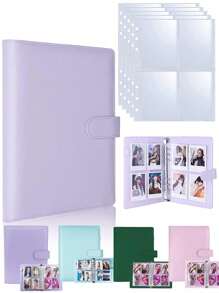 A5 PU 皮革相册活页夹，带 25 个内部胶片袋，照片卡活页夹，用于回忆和整理照片 - 适用于迷你电影、家庭、周年纪念、毕业典礼、婚礼、母亲节礼物相册活页夹 - 彩色 - 查看 1