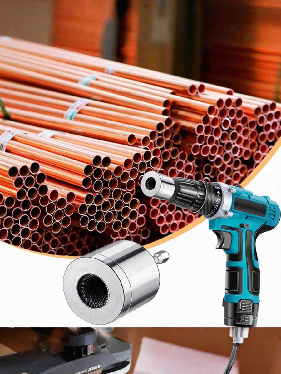 15/22mm Copper Drill Bit - Easy-Install Pipe Cleaner With Metal Brush For Efficient Cleaning & Deburring - Multicolor - View 1