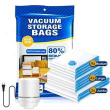 Vacuum Bag With Electric Pump, 10pcs Multi Size Vaccum Clothes Storage  Bag & 1 Pump, Compression For Comforters And Blankets, Sealer Clothes Storage, Bedding Room School, Travel Family Organizers Reusable Waterproof Space Saving - 10袋+1個電動泵 - 查看 2