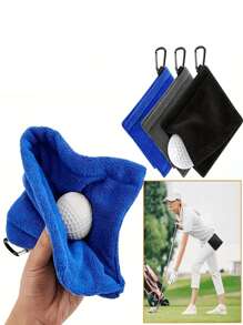 1 Golf Towel, Cleaning Cloth For Golf Clubs And Balls, Golf Course Cleaning Towel, Golf Towel, Hook Design For Easy Storage, Outdoor Hook Cleaning Cloth, Golf Supplies, Outdoor Sports Gifts, Father's Day Gifts.