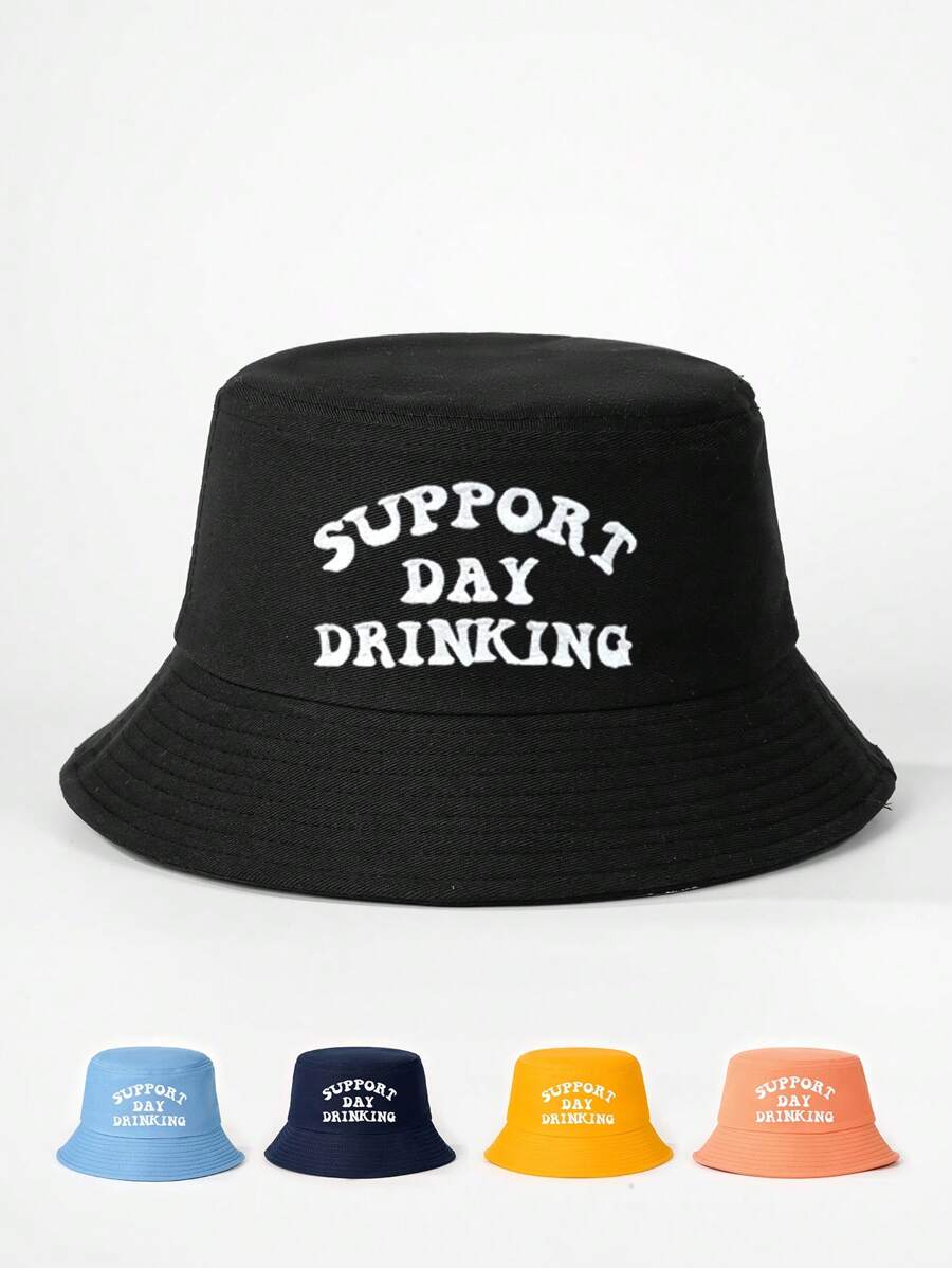 1pc Unisex Embroidered "Support Day" Bucket Hat, Breathable All-Match Sun Protection Casual Outdoor Wear - Bucket Hat - View 1
