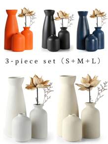 3 件套陶瓷花瓶套装家居装饰，现代白色花瓶，适用于客厅、餐厅、桌面、书架、桌子、家居装饰 - 多色 - 查看 10