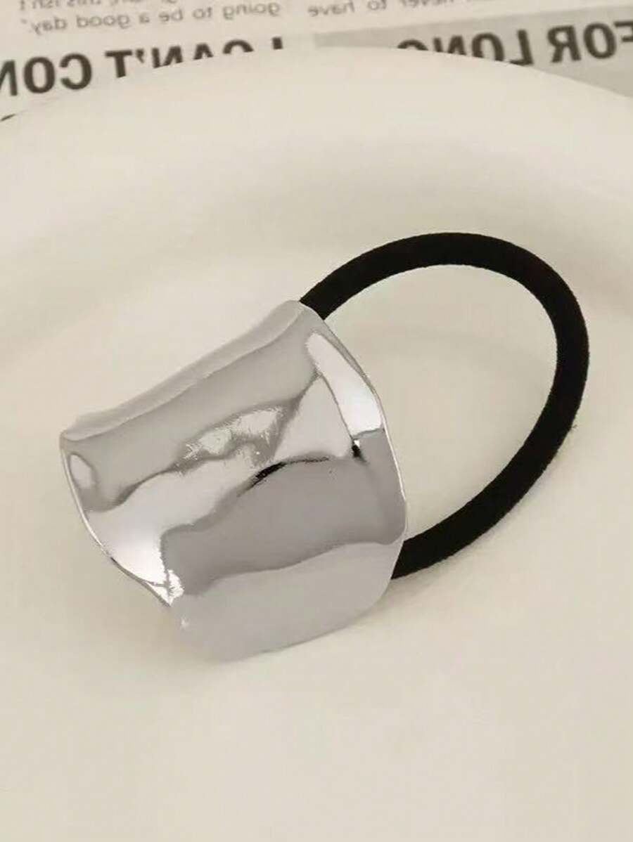 1 Stück Damen Silber Geometrisch Metall Haarelastik, Haaraccessoire, dekoratives Geschenk Haargummis, Haarbänder, Haargummis, Scrunchies, Haarseile