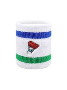 Men's Badminton Embroidered Wrist Sweatbands, Elastic Moisture-Wicking Thick Fleece Wrist Bands, Multiple Colors Available, Suitable For Basketball, Tennis, Baseball, Softball, Volleyball, Soccer, Running, Golf, Yoga, Archery, Gym, Weightlifting And Other Sports