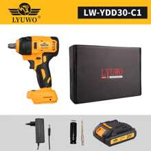 LYUWO LYUWO 21V Electric Tool Rechargeable Lithium Battery Electric Wrench Brushless 420N. M. The Maximum Output Is 520N M. The High Torque Wrench Is Suitable For Car Maintenance And Stage Bracket Maintenance. It Can Rotate Clockwise And Counterclockwise, With Adjustable Speed, Emergency Stop, Rotatable Hole, LED Light, Large Capacity Battery, And Efficient Operation. Gift Parts