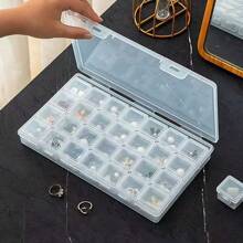 1pc Transparent Storage Box With 28 Compartments, Rectangular Jewelry Organizer Box For Earrings, Necklaces, Elegant And Practical - Clear - View 7