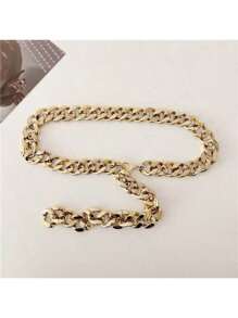粗链腰链，时尚优雅的连衣裙和裙子装饰，欧美时尚配饰 - 金色 - 查看 11