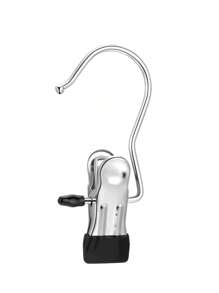 20Pcs/10Pcs/5Pcs Simple Stainless Steel Hook Clip, Multifunctional Single Hook Clip For Pants, Skirts, Drying Windproof Hook Clip, Household Space Saving Organizer For Bedroom, Closet, Wardrobe, Home, Dorm
