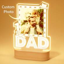 Personalized Gifts For Dad: No.1 Dad Picture Frame Customized Night Light Father-Day Birthday Gifts From Daughter/Son - Warm Color - View 12