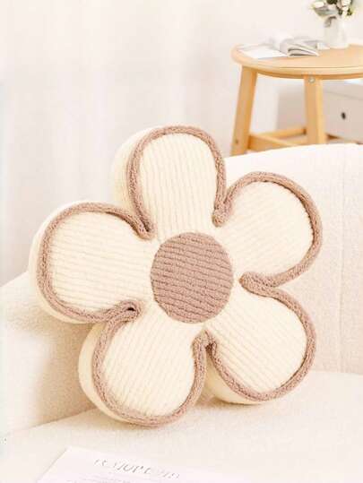 Gối hoa, Gối sàn hình hoa mềm mại, Gối trang trí hoa, Gối ngồi hình hoa dễ thương, Gối bông trang trí phòng hình hoa cho ghế sofa giường (13,8 inch/19,7 inch, màu be)