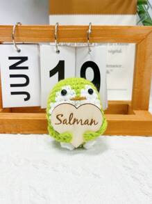 1pc Laser Engraved Personalized Creative Crochet Figurine, Penguin Shaped Wood Plaque With Custom Text, Unique Gift For Christmas, Valentine's Day - Multicolor - View 5