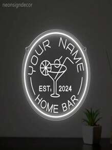 Customized Cocktail Logo LED Light, Personalized Round Decorative Neon Sign, USB Powered No Battery Required, Acrylic Material, Easy Installation, Suitable For Bars, Pubs, Lounges And Night Markets,Colorful,Kawaii,Minimal Chic,Cute,Custom,Personalized,Unique,Ideal Gifts For Him,Ideal Gifts For Her,Her,Boyfriend,Girlfriend,Family,Friends,Nightlight,Neon Lights,Home Goods,Room Decor,Holiday Decor,For Anniversaries,For Birthdays,For Weddings - Custom Neon Lights - View 3