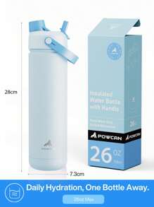 Meoky 1pc 26oz Insulated Water Bottle, 2-In-1 Straw And Spout Lid, Keeps Cold For 24 Hours, Leak-Proof, Double Wall Stainless Steel Water Bottle For Sports, Gym, Travel, And School - Baby Blue - View 4
