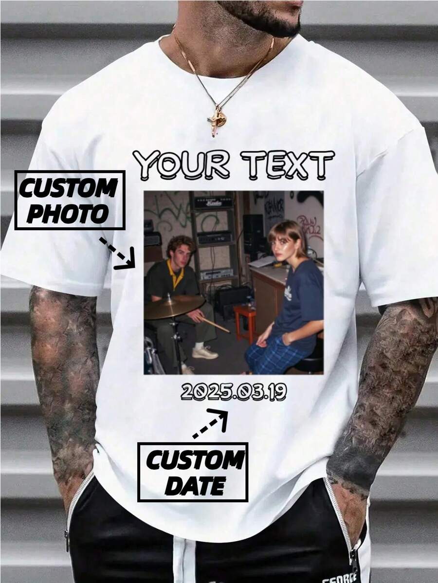Bedrucktes Herren T-Shirt in Große Größen, Vintage Stil der Straße, selbstbewusst & unentschuldigend: Bedruckte T-Shirts mit Ihren Texten/Fotos für große Kerle, die die Straßen beherrschen - Ihre Nachricht, Ihr Foto (bis 6XL), vielseitig einsetzbar für Fitnessstudio/Club/Hip Hop etc.