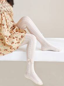 1pc Girls Bowknot Solid Leggings, Breathable Mesh Tights, Suitable For Daily Wear With Skirts And Shoes, Spring/Summer - Multicolor - View 15