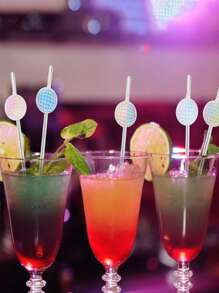 5/10pcs/Set DISCO Laser Sticker Straws Disposable Paper Straws Disco Sticker Straws Birthday Party Cake Insert Card, Morther's Day - Multicolor - View 2