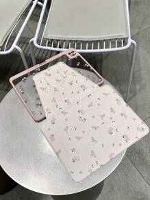 1 件可爱粉色 Ditsy 花卉双面全印花亚克力透明水晶透明保护壳 720 度旋转带笔槽，兼容 iPad 和平板电脑等 - 支持睡眠/唤醒功能 - 彩色 - 查看 5