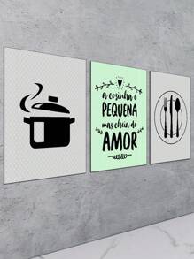 Kit 3 Decorative Pictures Colorful Pan And Cutlery Kitchen Gourmet Pantry Wine Cellar Balcony PMG