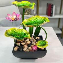 3-Tier Tabletop Waterfall Fountain, Creative Waterfall Fountain, Bedroom Indoor Fountain,, Relaxing Sound For Office And Bedroom Decoration, Tabletop Waterfall Fountain With Circulating Water, TV Cabinet, Writing Desk, Office Desk, Home Decoration, Room Decoration, Relaxing Arts And Crafts Decoration For Moving Into A New Home Holiday Gift - màu xanh lá - Xem 8
