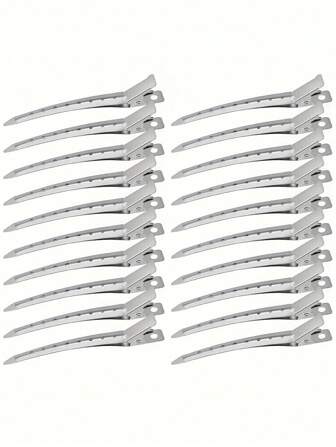 20 Pcs Hair Clips For Styling: Metal Duck Bill Clips For Women, Alligator Hair Clip For Long Curl Thick Hair, Roller Clips, Pin Curl Clips, Salon Clips (Silver) - Perfect For Christmas Hair Styling, Hair Tools, Hair Products And Accessories For Barber Salon Beauty Travel Essentials