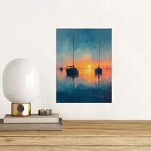 1 Pc Chic Sea Boat Canvas Art  Wooden Framed Canvas Painting -  Thickness 2.25cm/1inch,Home Gift Decoration, Room Decoration Aesthetic, Wall Decoration Art, Perfect Gift, Autumn And Winter Wall Decoration, Living Room Decoration, Bedroom Decoration, Kitchen Decoration, Entry Decoration, Bathroom Decoration, Direct Wall Painting, High Quality Wall Painting Poster