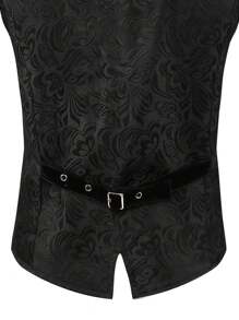 男士中世纪风格复古哥特式长背心 - 黑色 - 查看 4