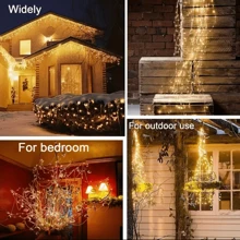 Solar Powered Fireworks Lights, 100/200 LED Copper Wire Lights, 8 Modes, Suitable For Yard, Garden, Camping Decoration, Applicable For Holiday, Party Decoration (Multi-Color)